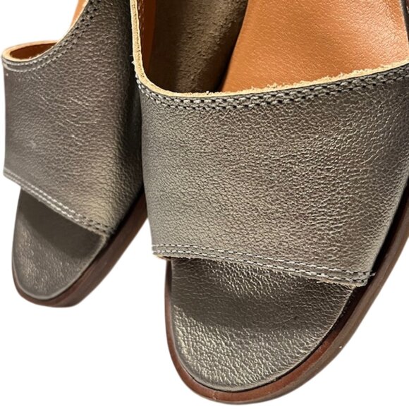 LUCKY BRAND Safello Leather d'Orsay Pewter Asymmetric Slingback Sandals  Size 9 - Picture 8 of 15